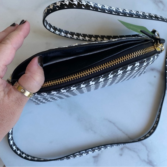 KATE SPADE Black & White Hilli Cameron Street Houndstooth Chain Crossbody - Picture 8 of 14
